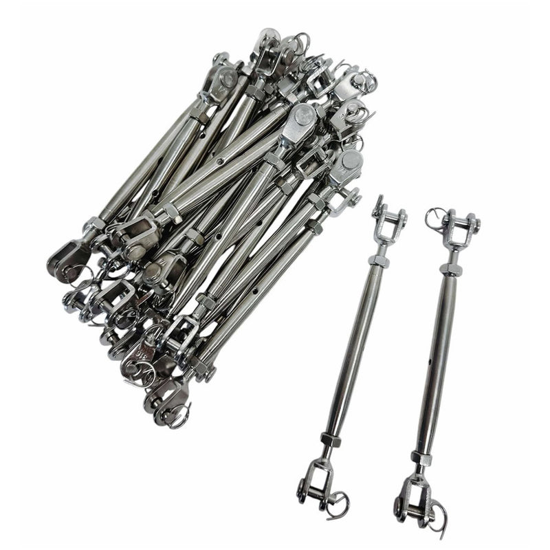 20 Pcs Stainless Steel 1/4" Closed Body Turnbuckle JAW JAW Rigging 300 Lbs Cap