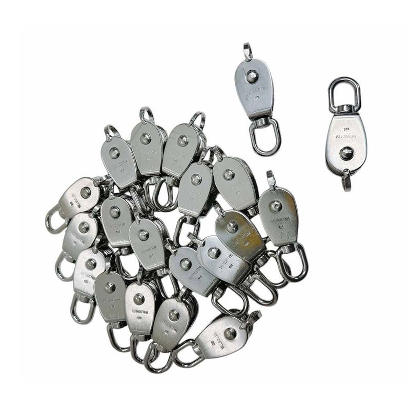 20 Pcs 1" Single Pulley Block Wheel Swivel Lifting, 316 Stainless Steel