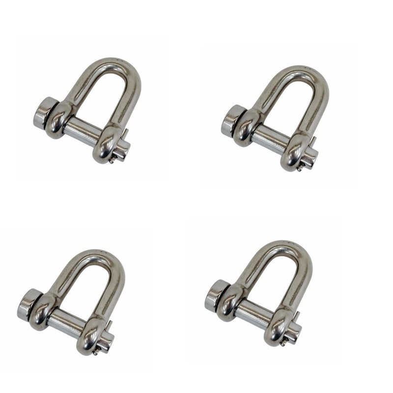 4 Pcs Mil-Spec Forged 3/16" Round Pin Chain Shackle 650 Lb WLL Stainless Steel