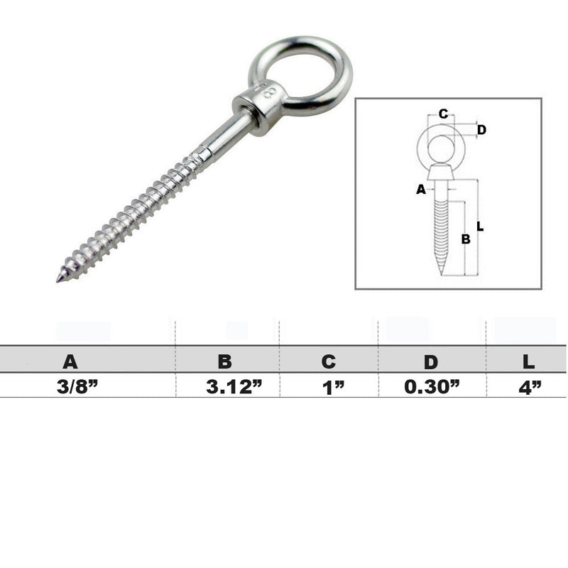 Stainless Steel 316 Screw Lag Eye Bolt