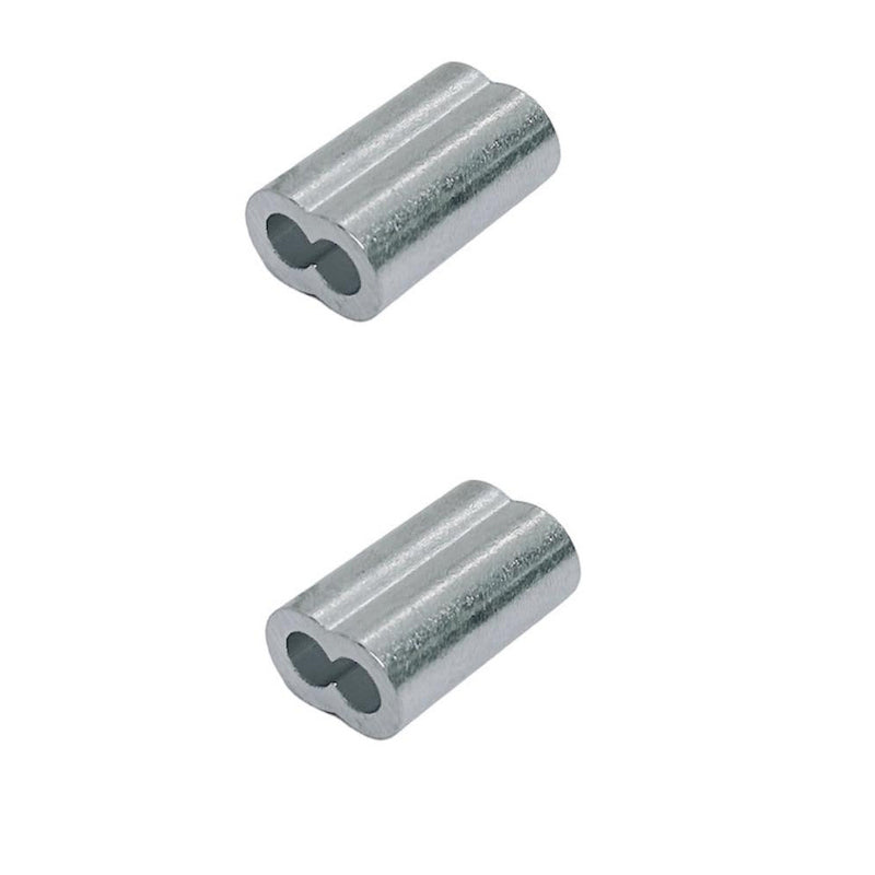 1/4" Aluminum Crimping Loop Sleeve Wire Rope Sleeves Double Barrel Ferrule 2 Pc