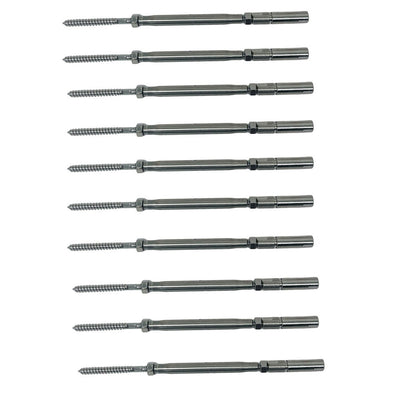 Stainless Steel Marine Swageless & Lag Turnbuckle For 1/8" Cable Wire Rope 10Pcs