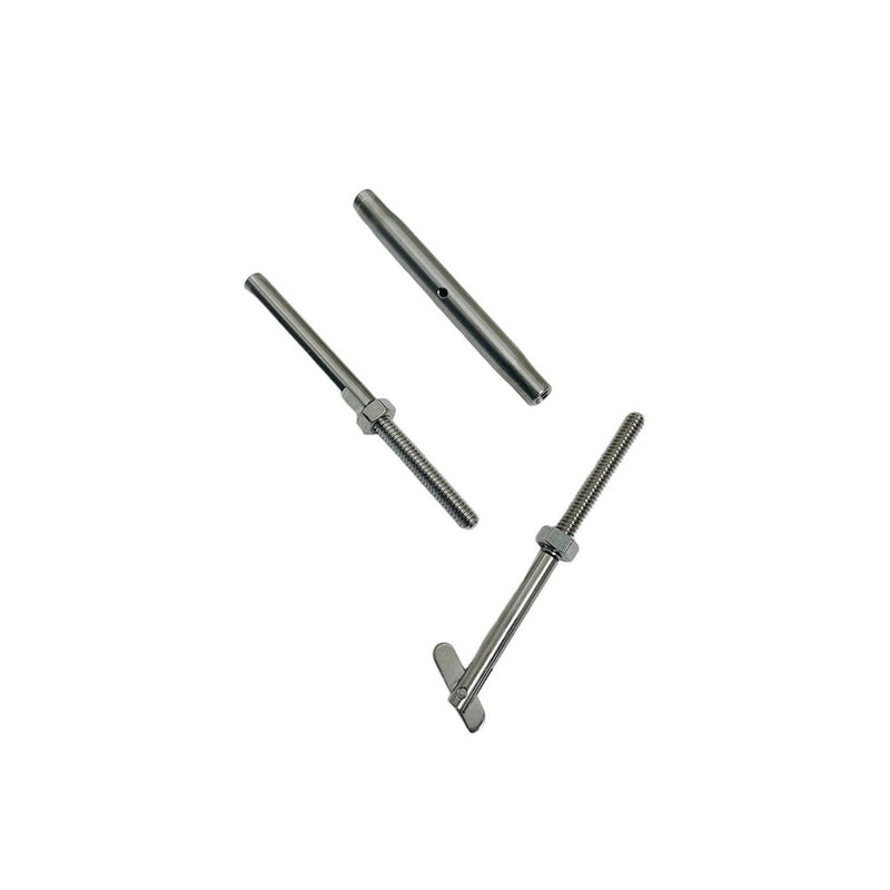 1/4" Threaded Drop Pin & Hand Swage Stud Turnbuckle 1/8" Cable Stainless Steel