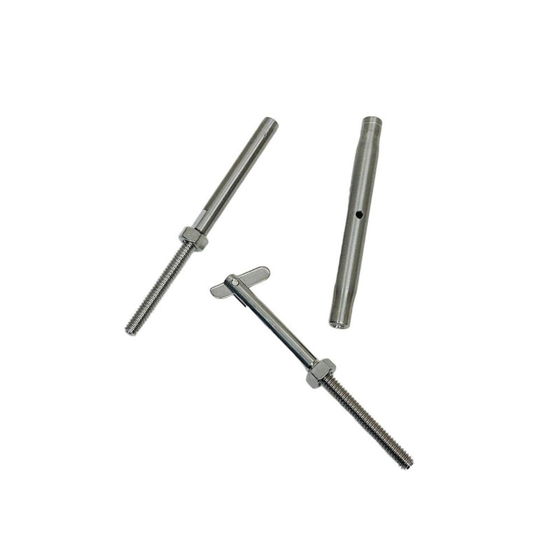 1/8" Cable Hand Swage Stud Turnbuckle,1/4" Threaded Drop Pin,Stainless Steel 4Pc