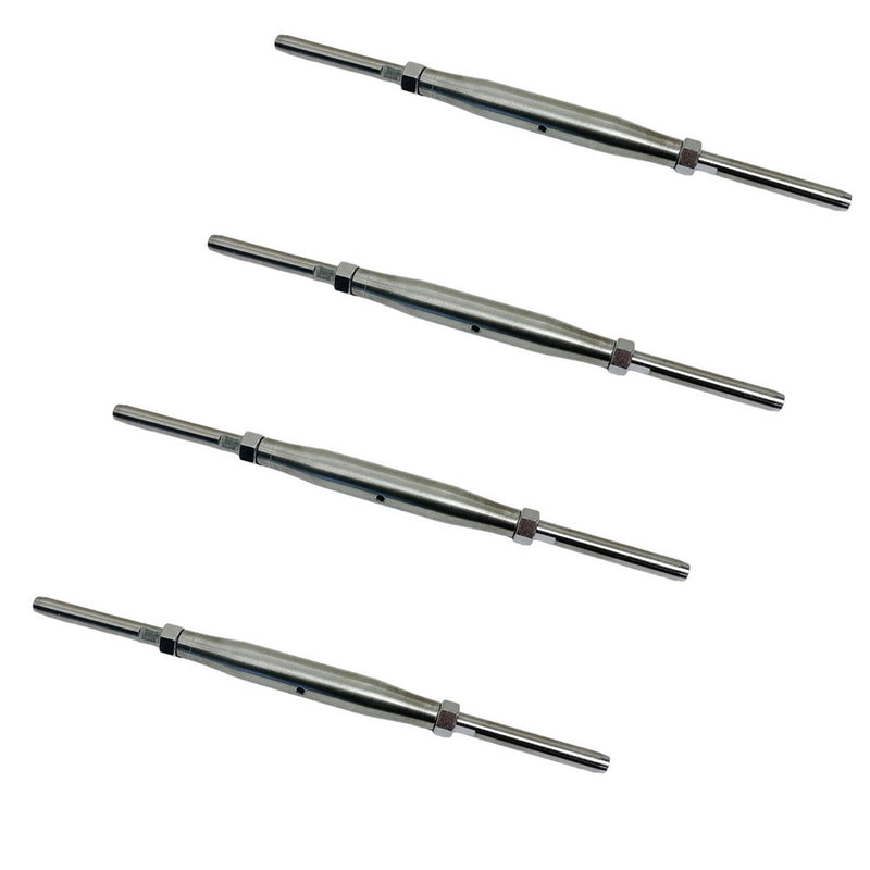 1/4" Thread Swage Stud & Stud Pipe Turnbuckle 3/16" Cable Stainless Steel 4 Pcs