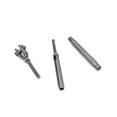 Marine 1/4" Thread Fork & Swage Stud Turnbuckle 3/16" Cable Stainless Steel T316