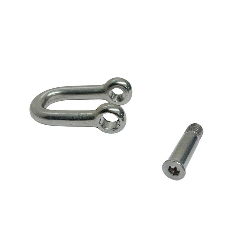 1/4" D Shackle Hex Sink Marine Grade Screw Pin 750 Lb WLL Stainless Steel 4 Pcs