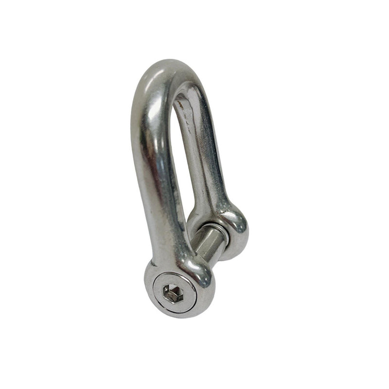 3/8" D Shackle Hex Sink Marine Grade Screw Pin 1700 Lb WLL Stainless Steel T316