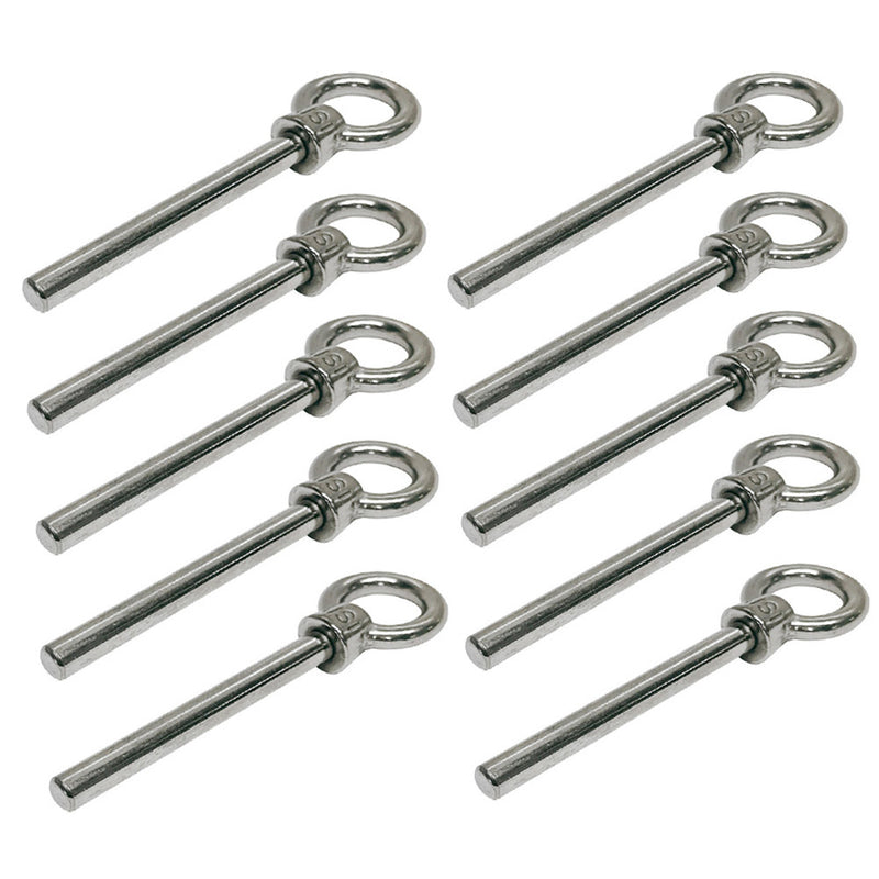 Stainless Steel Eye Bolt 7/8"x6" Marine Grade Non Threaded Shoulder Eyebolt 10Pc