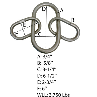 3/4" Drop Forged Master Link 2 Leg Chain Sling 3,750 Lbs Stainless Steel T316