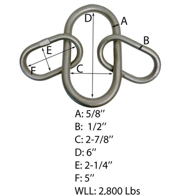 5/8" Drop Forged Master Link 2 Leg Chain Sling 2,800 Lbs Stainless Steel T316