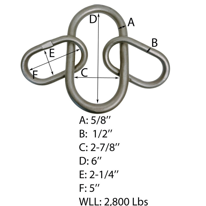 5/8" Drop Forged Master Link 2 Leg Chain Sling 2,800 Lbs Stainless Steel T316