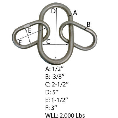 1/2" Drop Forged Master Link 2 Leg Chain Sling 2,000 Lbs Stainless Steel T316