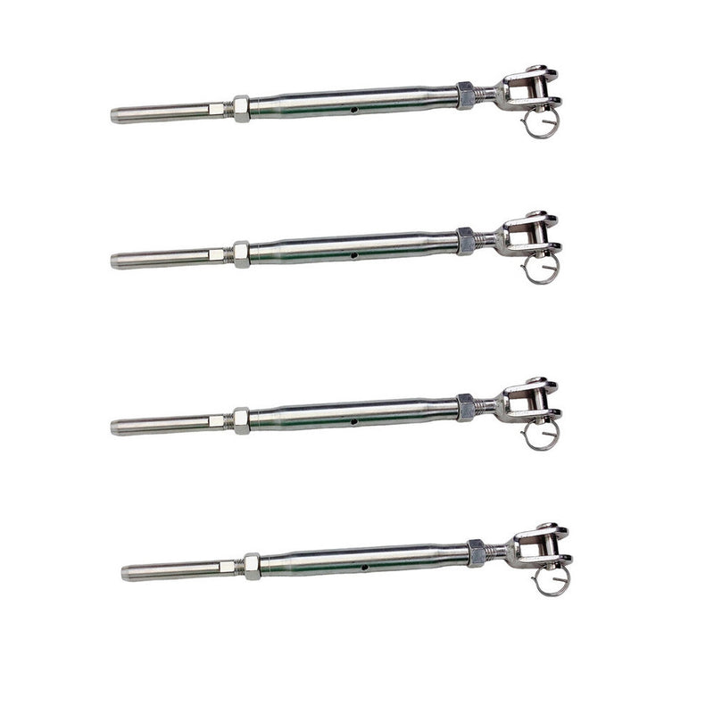 3/16" Cable Jaw And Swage Stud Turnbuckle 5/16" Thread Stainless Steel 4 Pcs