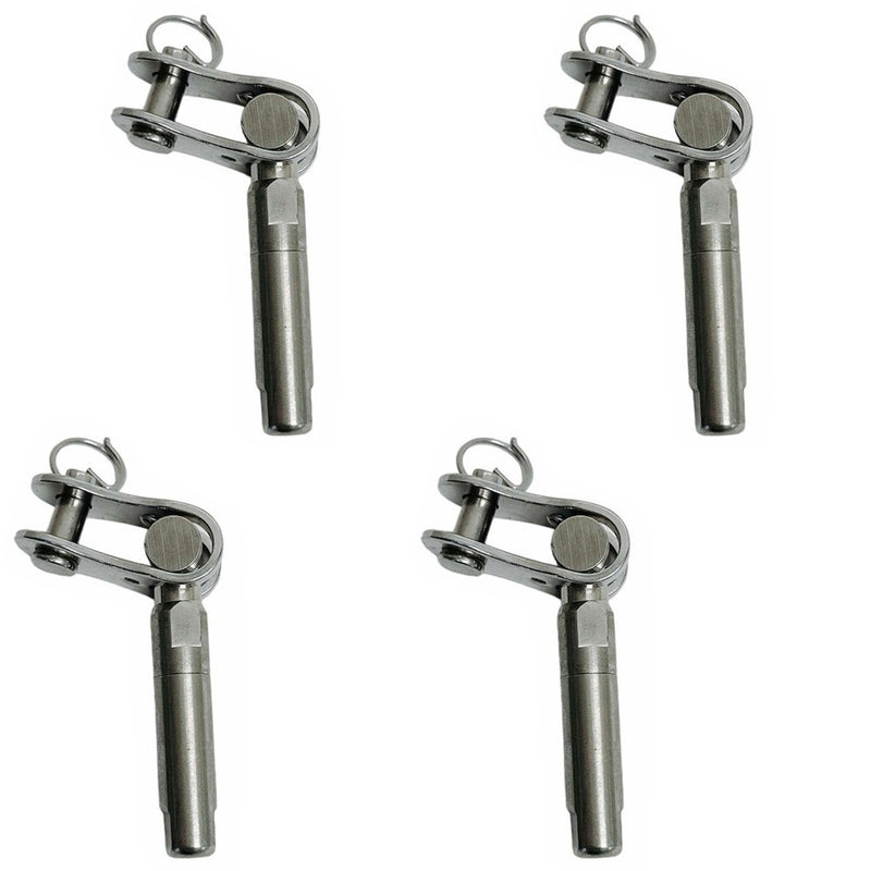 4 Pcs Marine 1/4" Push And Go Swageless Toggle 1/4" Cable T316 Stainless Steel