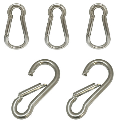 5 PC 1/2'' Carabiner Spring Snap Hook  Marine Stainless Steel 316 Boat Hooking