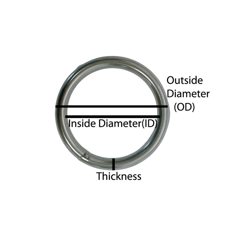 400Lb WLL Marine Mil Spec Stainless Steel Round Ring Link Connect 1/4" x 1-9/16"