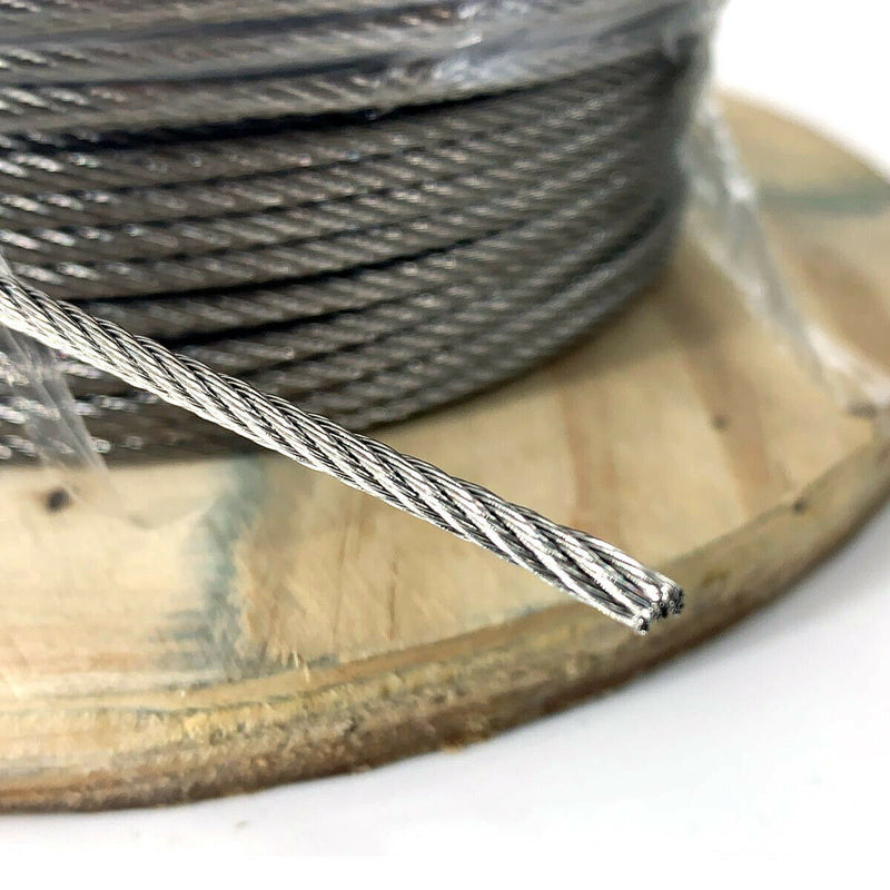 1/4" Stainless Steel 316 Wire Rope 500ft, T316 Steel Wire Cable, Deck Railing 7x19 Strands Construction, 4,900LBS Breaking Strength for Stair Handrail Clothesline