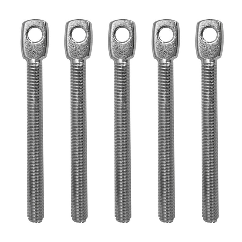 Marine Grade 5 Pc Set Stainless Steel T316 Threaded Eye Tab Bolt