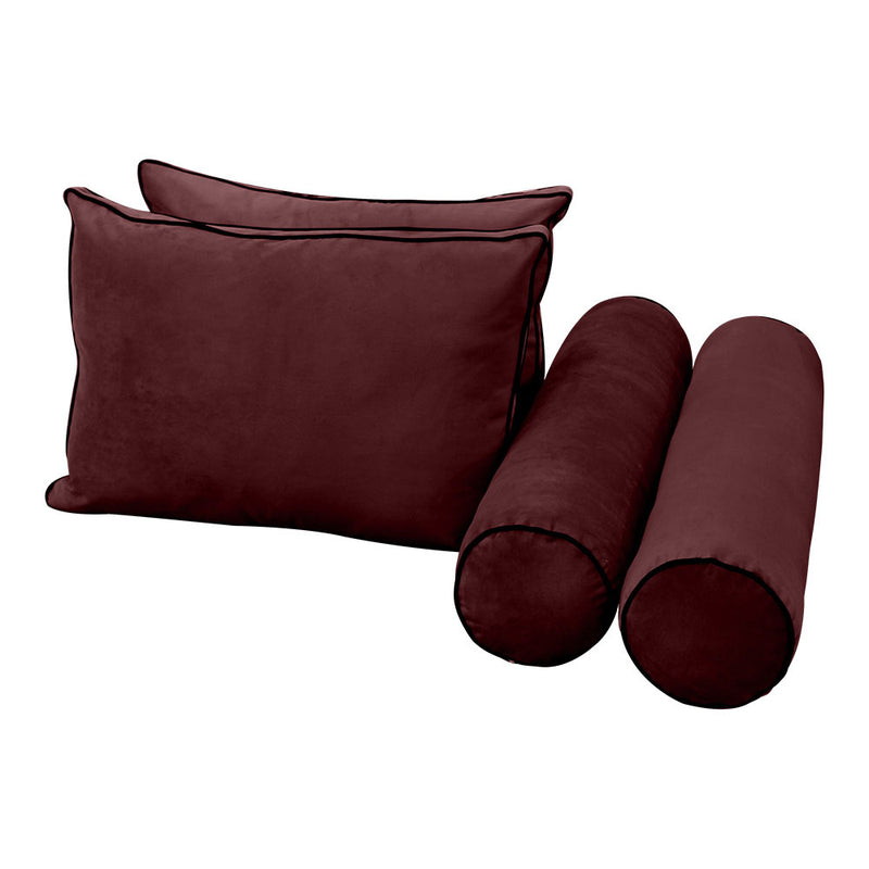 Model V1 - Velvet Indoor Daybed Bolster Pillow Backrest Cushion |COVERS ONLY|