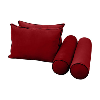 Model V1 - Velvet Indoor Daybed Bolster Pillow Backrest Cushion |COVERS ONLY|