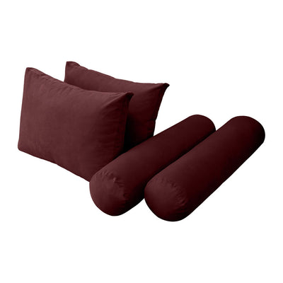 Model V1 - Velvet Indoor Daybed Bolster Pillow Backrest Cushion |COVERS ONLY|