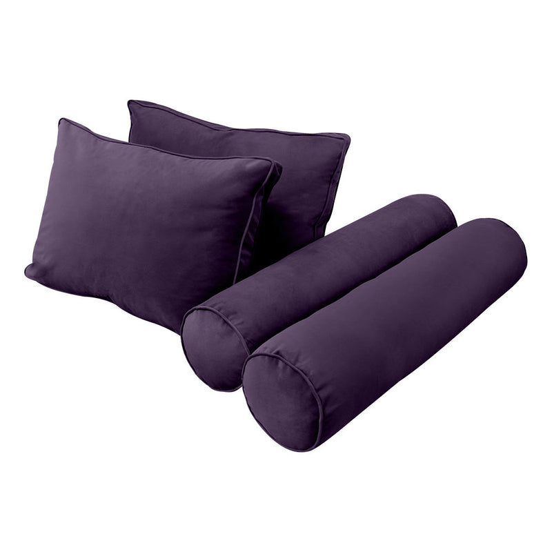 Model V1 - Velvet Indoor Daybed Bolster Pillow Backrest Cushion |COVERS ONLY|