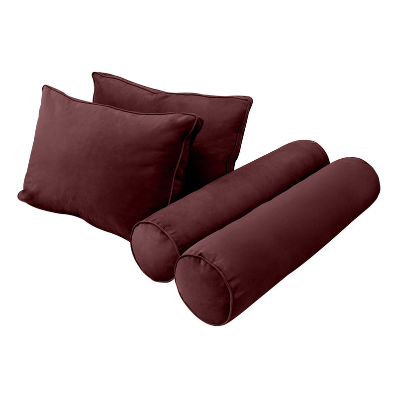 Model V1 - Velvet Indoor Daybed Bolster Pillow Backrest Cushion |COVERS ONLY|