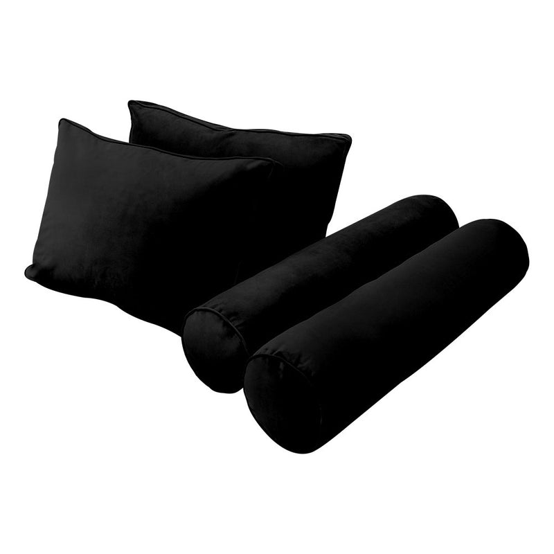 Model V1 - Velvet Indoor Daybed Bolster Pillow Backrest Cushion |COVERS ONLY|