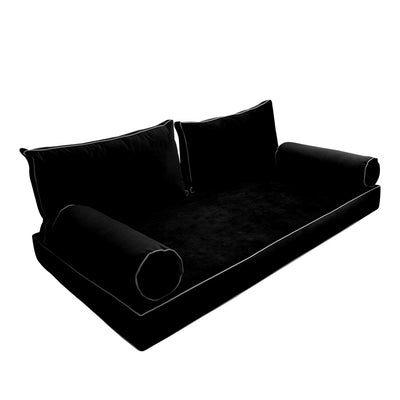 Model V2 - Velvet Indoor Daybed Mattress Bolster Pillow Backrest Cushion |COVERS ONLY|