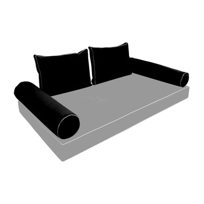 Model V1 - Velvet Indoor Daybed Bolster Pillow Backrest Cushion |COVERS ONLY|