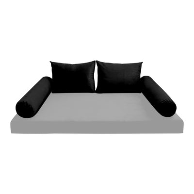 Model V1 - Velvet Indoor Daybed Bolster Pillow Backrest Cushion |COVERS ONLY|