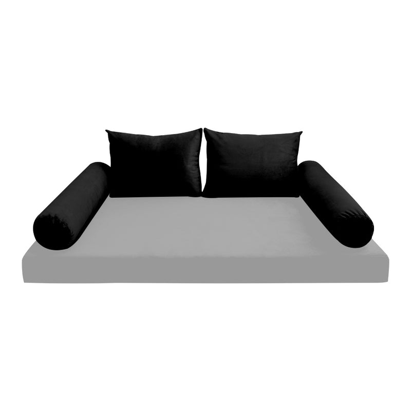 Model V1 - Velvet Indoor Daybed Bolster Pillow Backrest Cushion |COVERS ONLY|