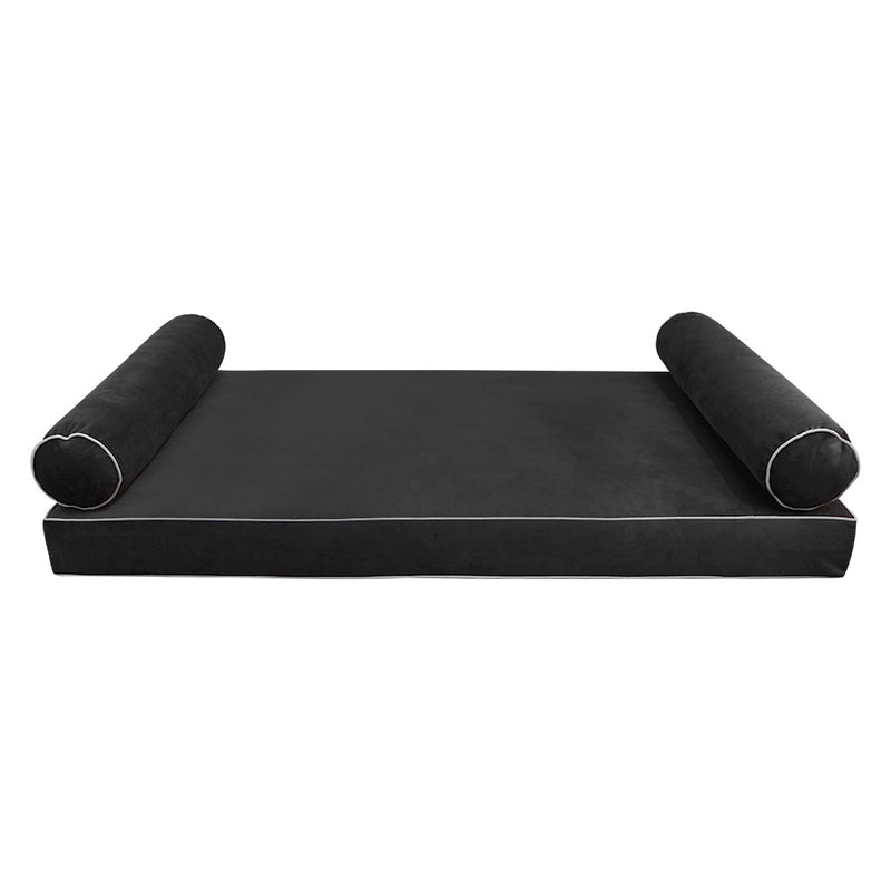 Model V5 - Velvet Indoor Daybed Mattress Bolster Pillows and Covers |Complete Set|