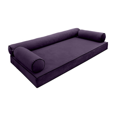 Model V6 - Velvet Indoor Daybed Mattress Bolster Pillow |COVERS ONLY|