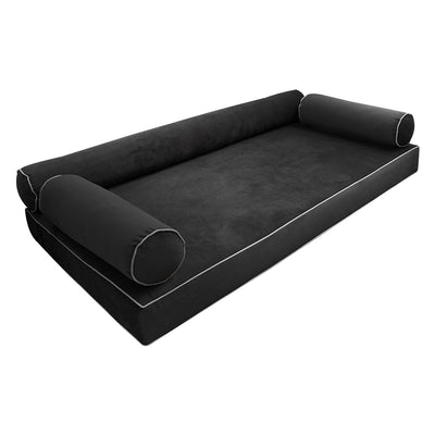 Model V6 - Velvet Indoor Daybed Mattress Bolster Pillow |COVERS ONLY|