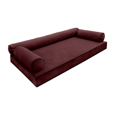 Model V6 - Velvet Indoor Daybed Mattress Bolster Pillow |COVERS ONLY|