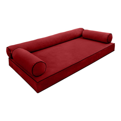 Model V6 - Velvet Indoor Daybed Mattress Bolster Pillow |COVERS ONLY|