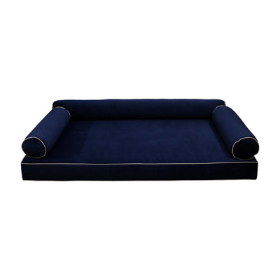 Model V6 - Velvet Indoor Daybed Mattress Bolster Pillow |COVERS ONLY|