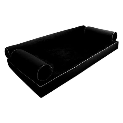 Model V6 - Velvet Indoor Daybed Mattress Bolster Pillow |COVERS ONLY|