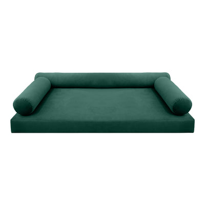 Model V6 - Velvet Indoor Daybed Mattress Bolster Pillow |COVERS ONLY|