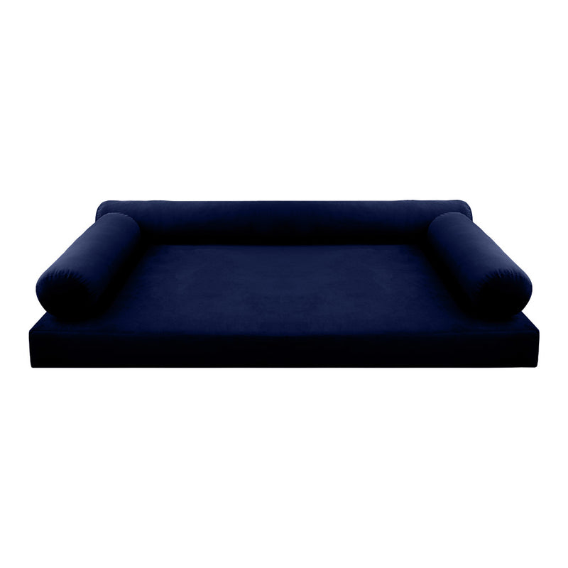 Model V6 - Velvet Indoor Daybed Mattress Bolster Pillow |COVERS ONLY|