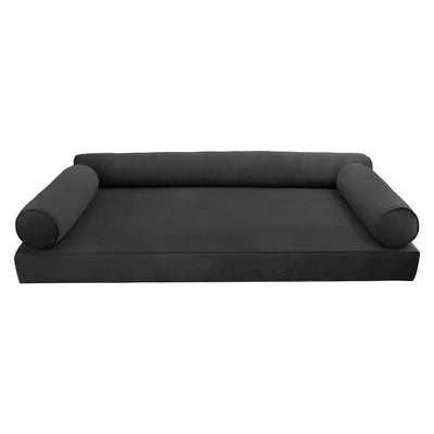 Model V6 - Velvet Indoor Daybed Mattress Bolster Pillow |COVERS ONLY|