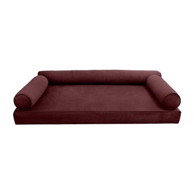 Model V6 - Velvet Indoor Daybed Mattress Bolster Pillow |COVERS ONLY|