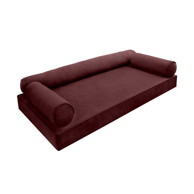 Model V6 - Velvet Indoor Daybed Mattress Bolster Pillow |COVERS ONLY|