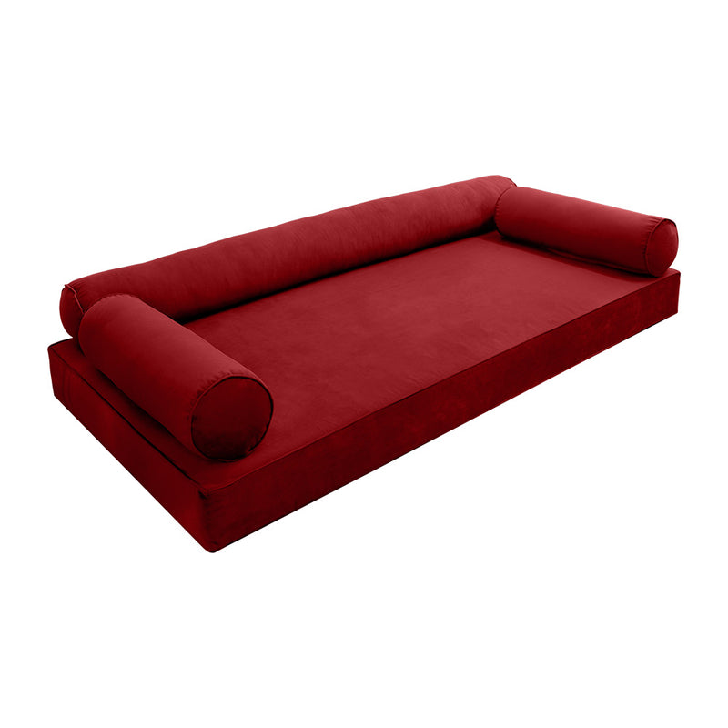 Model V6 - Velvet Indoor Daybed Mattress Bolster Pillow |COVERS ONLY|