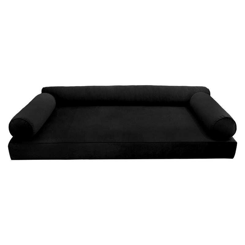 Model V6 - Velvet Indoor Daybed Mattress Bolster Pillow |COVERS ONLY|