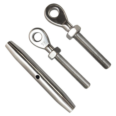 3/8'' Marine Stainless Steel Closed Body Turnbuckle EYE EYE Rigging Boat 700Lbs