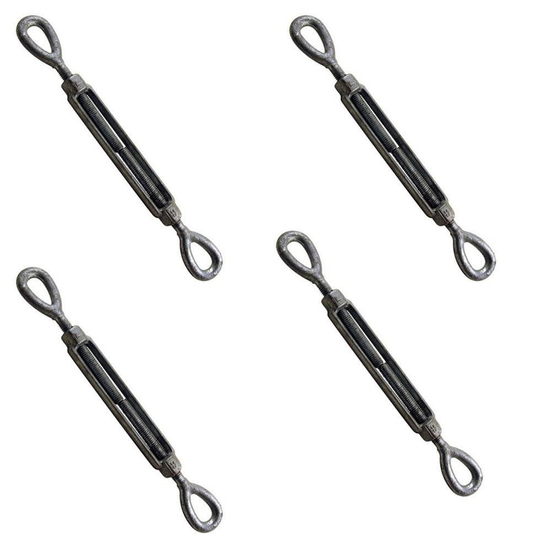 4 PC 1/4" x 4" Turnbuckle EYE EYE Pulley Galvanized Drop Forge Turnbuckle WLL 500LBS Cap