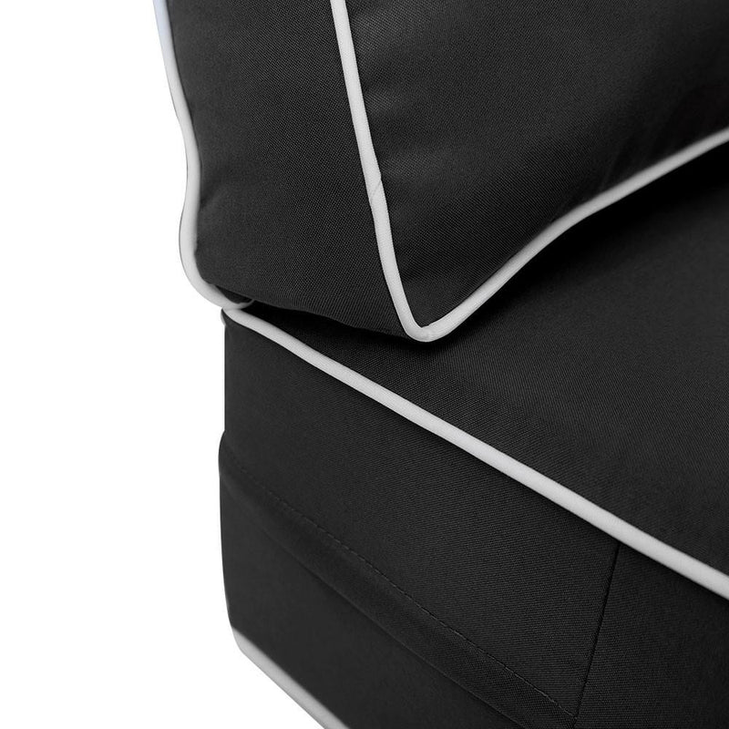 AD003 Contrast Pipe Trim Small 23x24x6 Outdoor Deep Seat Back Rest Bolster Cushion Insert Slip Cover Set